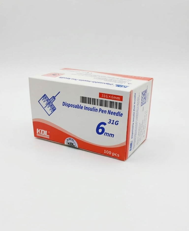 سنون قلم أنسولين KDL – مقاس 6م  × 31G – عبوة 100 إبرة KDL Insulin Pen Needle