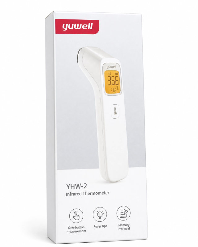 ترمومتر Yuwell YHW-2 الطبي الرقمي للجبهة - قياس سريع ودقيق.