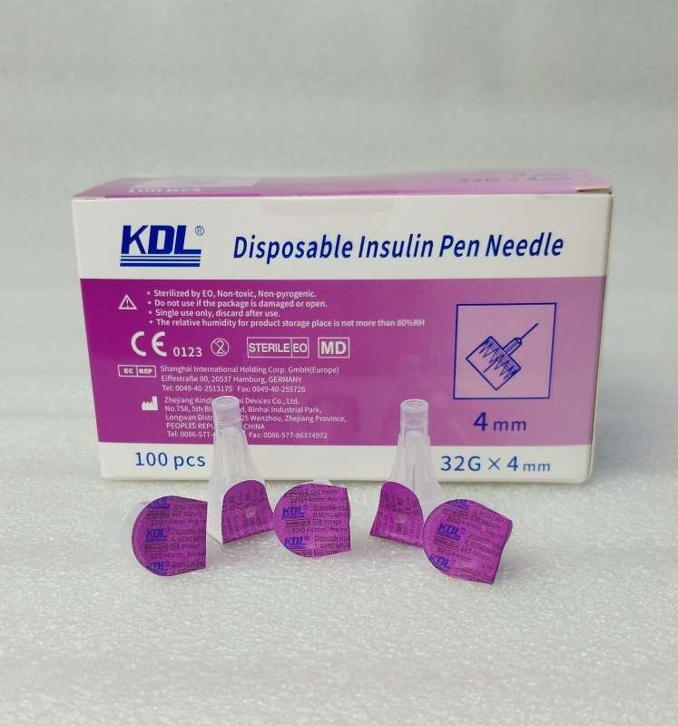 سنون قلم أنسولين مقاس 32G × 4 مم – عبوة 100 إبرة KDL Disposable Insulin Pen Needle 4mm (100 pcs)