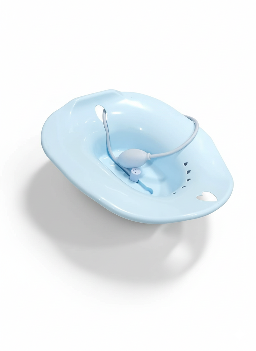 حوض حمام لمقعدة كرسي المرحاض- اللون ابيض وردى